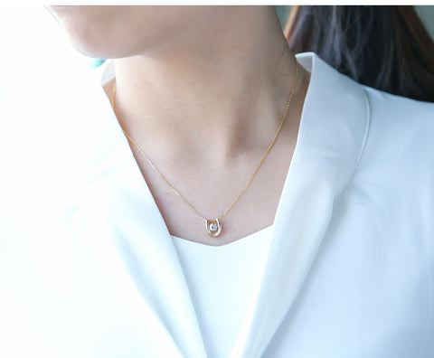 Horseshoe Crystal Pendant Necklace
